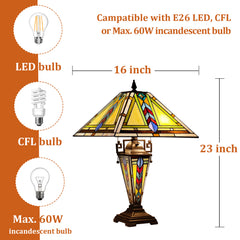 Capulina Tiffany Lamp Firecracker Mission Stained Glass Table Lamp 3-Light