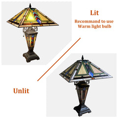 Capulina Tiffany Lamp Firecracker Mission Stained Glass Table Lamp 3-Light
