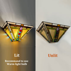 Capulina Tiffany Lamp Firecracker Mission Stained Glass Wall Sconce 2-Light