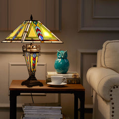 Capulina Tiffany Lamp Firecracker Mission Stained Glass Table Lamp 3-Light