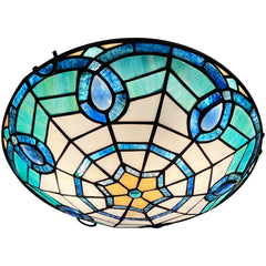 Tiffany Ceiling Lights, Stained Glass Ceiling Light 2-Lights 12 Inch Tiffany Flush Mount Ceiling Light for Bedroom Dining Living Room Entryway Foyer