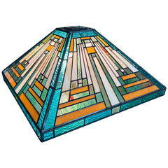 Capulina Tiffany Lamp Shade 16 Inches Wide Accessories Replacement Amber Green Style Stained Glass Lampshade for Table Lamp Floor Lamp