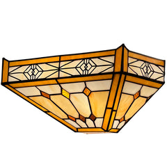 Capulina Tiffany Lamp Cream Brown Stained Glass Wall Sconce 2-Light