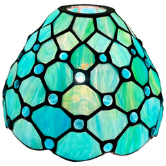 Capulina Tiffany Lamp Shade 7 Inches Wide Accessories Replacement Seagrass Blue Beads Style Stained Glass Lampshade for Hanging Lamp Pendant Light Chandelier Wall Sconces Accent Lamp