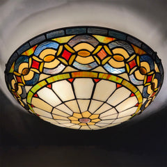 Tiffany Ceiling Lights, Stained Glass Ceiling Light 3-Lights 16 Inch Tiffany Flush Mount Ceiling Light for Bedroom Dining Living Room Entryway Foyer