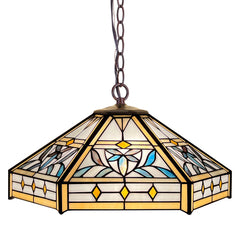 Capulina Tiffany Lamp Hexagon Virgin Stained Glass Pendant Lights 2-Light