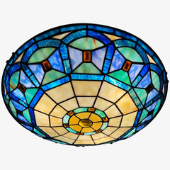Tiffany Ceiling Lights, Stained Glass Ceiling Light 3-Lights 16 Inch Tiffany Flush Mount Ceiling Light for Bedroom Dining Living Room Entryway Foyer