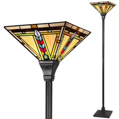 Capulina Tiffany Lamp Firecracker Mission Stained Glass Torchiere Floor Lamp