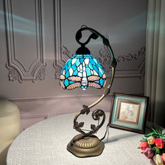 Tiffany Table Lamp, Tiffany Table Lights Antique Stained Glass Bedside Table Lamp for Bedside/Desk Reading/Living Room/Home Office/Bedroom(Dragonfly)