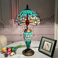 ARTZONE Tiffany Table Lamp with Nighlight Antique Stained Glass Table Lamp