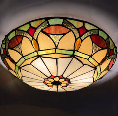 Tiffany Ceiling Lights, Stained Glass Ceiling Light 3-Lights 16 Inch Tiffany Flush Mount Ceiling Light for Bedroom Dining Living Room Entryway Foyer