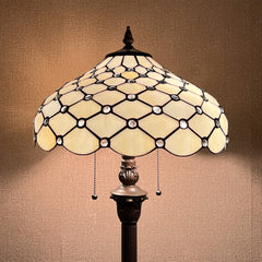 Capulina Tiffany Lamp Antique Beige Beads Stained Glass Floor Lamp 2-Light
