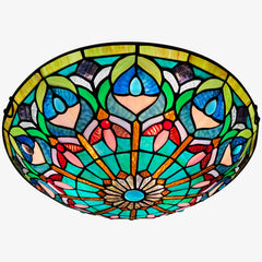Tiffany Ceiling Lights, Stained Glass Ceiling Light 3-Lights 16 Inch Tiffany Flush Mount Ceiling Light for Bedroom Dining Living Room Entryway Foyer