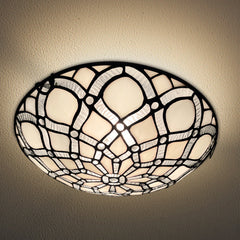Tiffany Ceiling Lights, Stained Glass Ceiling Light 2-Lights 12 Inch Tiffany Flush Mount Ceiling Light for Bedroom Dining Living Room Entryway Foyer