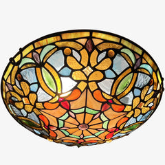 Tiffany Ceiling Lights, Stained Glass Ceiling Light 2-Lights 12 Inch Tiffany Flush Mount Ceiling Light for Bedroom Dining Living Room Entryway Foyer