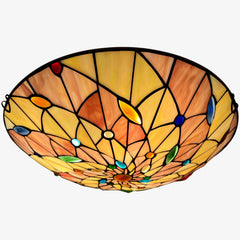 Tiffany Ceiling Lights, Stained Glass Ceiling Light 3-Lights 16 Inch Tiffany Flush Mount Ceiling Light for Bedroom Dining Living Room Entryway Foyer