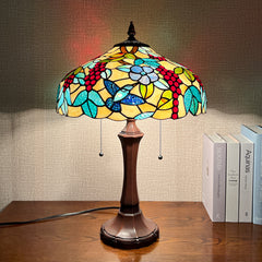 Capulina Tiffany Lamp Grape Style Stained Glass Table Lamp 2-Light