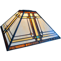 Capulina Tiffany Lamp Shade 12 Inches Wide Accessories Replacement Cream Mission Style Stained Glass Lampshade Only for Table Lamp