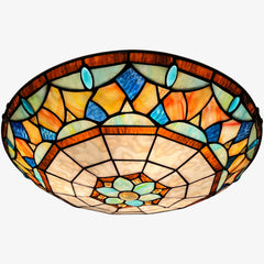 Tiffany Ceiling Lights, Stained Glass Ceiling Light 3-Lights 16 Inch Tiffany Flush Mount Ceiling Light for Bedroom Dining Living Room Entryway Foyer