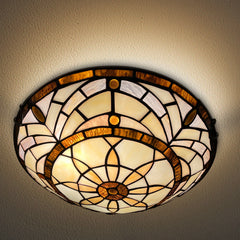 Tiffany Ceiling Lights, Stained Glass Ceiling Light 2-Lights 12 Inch Tiffany Flush Mount Ceiling Light for Bedroom Dining Living Room Entryway Foyer