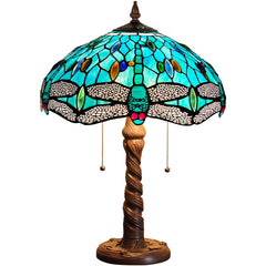 Capulina Tiffany Lamp Seagrass Dragonfly Stained Glass Table Lamp 2-Light