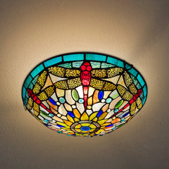 Tiffany Ceiling Lights, Stained Glass Ceiling Light 3-Lights 16 Inch Tiffany Flush Mount Ceiling Light for Bedroom Dining Living Room Entryway Foyer