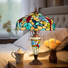 Tiffany Lamp Grapefruit Orange Stained Glass Table Lamp 3-Light