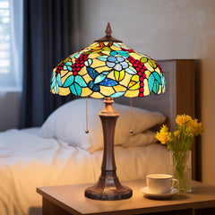 Capulina Tiffany Lamp Grape Style Stained Glass Table Lamp 2-Light