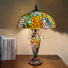 Capulina Tiffany Lamp Wisteria Style Stained Glass Table Lamp 3-Light