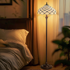 Capulina Tiffany Lamp Antique Beige Beads Stained Glass Floor Lamp 2-Light