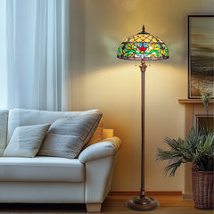 Capulina Tiffany Lamp Rome Victorian Stained Glass Floor Lamp 2-Light