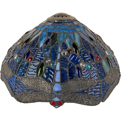 Capulina Tiffany Lamp Shade 12 Inches Wide Accessories Replacement Blue Dragonfly Style Stained Glass Lampshade for Table Lamp