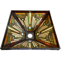 Capulina Tiffany Lamp Shade 12 Inches Wide Accessories Replacement Amber Brown Mission Tiffany Style Stained Glass Lampshade for Torchiere Floor Lamp and Pendant Light