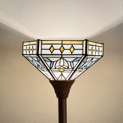 Capulina Tiffany Lamp Mission Hexagon Stained Glass Torchiere Floor Lamp
