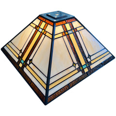 Capulina Tiffany Lamp Shade 12 Inches Wide Accessories Replacement Cream Mission Style Stained Glass Lampshade Only for Table Lamp