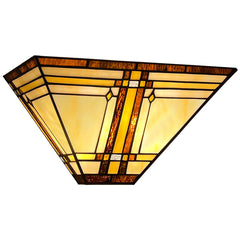 Capulina Tiffany Lamp Stained Glass Wall Sconces 2 Light 12 Inches Wide Cream Color Tiffany Style Wall Lights for Hallway Stairway Bedroom Cinema Bathroom Home Office