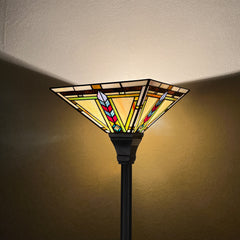 Capulina Tiffany Lamp Firecracker Mission Stained Glass Torchiere Floor Lamp