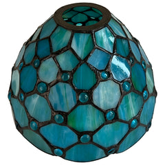 Capulina Tiffany Lamp Shade 7 Inches Wide Accessories Replacement Seagrass Blue Beads Style Stained Glass Lampshade for Hanging Lamp Pendant Light Chandelier Wall Sconces Accent Lamp