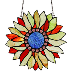 Capulina Sunflower Stained Glass Window Hangings Suncatcher for Window,Handmade Tiffany Glass Crafts for Family and Friends