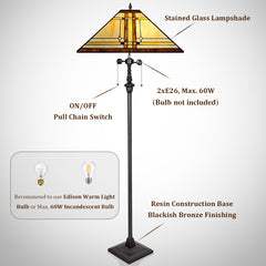 Capulina Tiffany Lamp Cream Mission Stained Glass Floor Lamp 2-Light