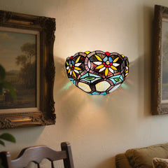 Capulina Tiffany Lamp Sunflower Style Stained Glass Wall Sconce 12" Wide
