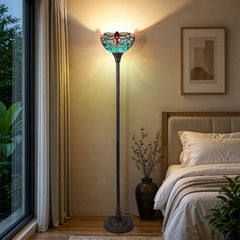ARTZONE Gorgeous Tiffany Torchiere Floor Lamp