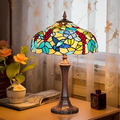 Capulina Tiffany Lamp Grape Style Stained Glass Table Lamp 2-Light