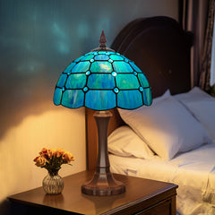 Tiffany Table Lamp 12 inch Blue Beads Style Stained Glass Table Lamp