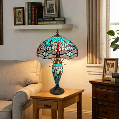 ARTZONE Tiffany Table Lamp with Nighlight Antique Stained Glass Table Lamp