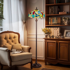 Capulina Tiffany Lamp Grape Style Stained Glass Floor Lamp 2-Light