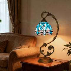 Tiffany Table Lamp, Tiffany Table Lights Antique Stained Glass Bedside Table Lamp for Bedside/Desk Reading/Living Room/Home Office/Bedroom(Dragonfly)