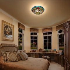 Tiffany Ceiling Lights, Stained Glass Ceiling Light 3-Lights 16 Inch Tiffany Flush Mount Ceiling Light for Bedroom Dining Living Room Entryway Foyer