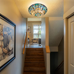 Tiffany Ceiling Lights, Stained Glass Ceiling Light 3-Lights 16 Inch Tiffany Flush Mount Ceiling Light for Bedroom Dining Living Room Entryway Foyer