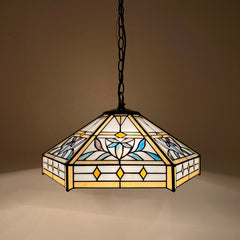 Capulina Tiffany Lamp Hexagon Virgin Stained Glass Pendant Lights 2-Light